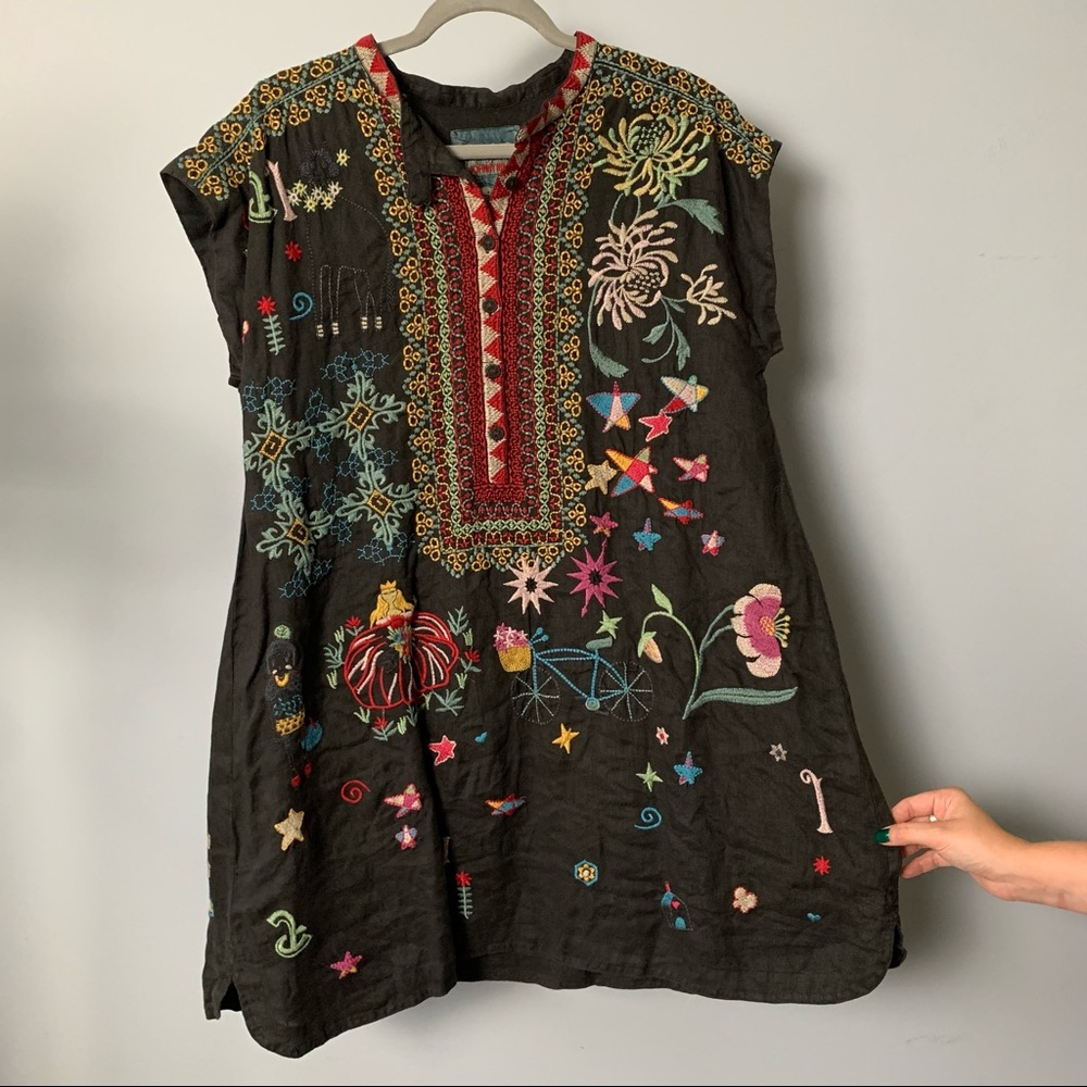 JOHNNY WAS BIYA LINEN TUNIC DRESS